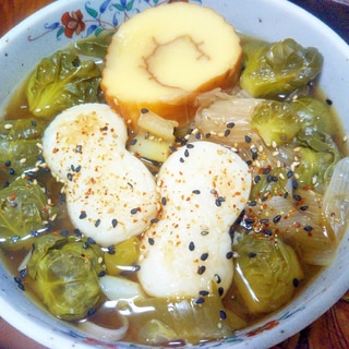 芽キャベツたっぷり蕎麦＆蕎麦湯